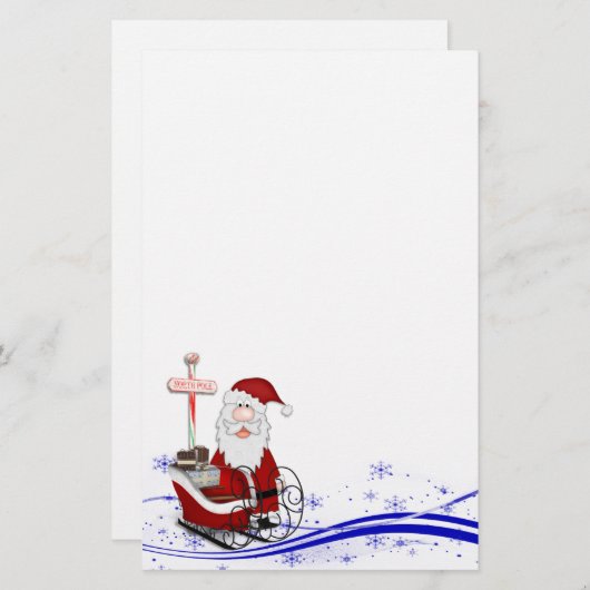 サンタクロースとそりのクリスマス 便箋 (正面/裏面)
