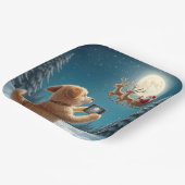 サンタクロースとそりを撮影する犬 ペーパープレート (傾斜あり)