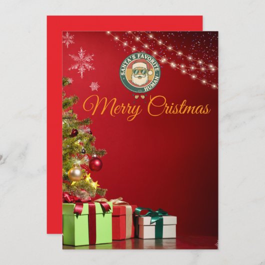 サンタクロースとのクリスマスパーティーの招待状 招待状 (正面/裏面)