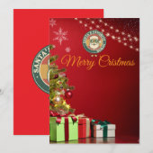 サンタクロースとのクリスマスパーティーへのご招待 招待状 (正面/裏面)