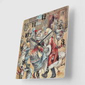 サンタクロースとのマザー・グースの踊り スクエア壁時計 (傾斜)