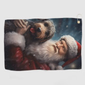 サンタクロースとアイレデールフェスティバルクリスマス ゴルフタオル (横)