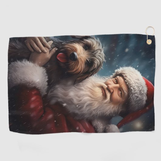 サンタクロースとアイレデールフェスティバルクリスマス ゴルフタオル (横)