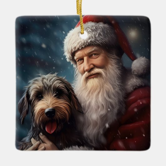 サンタクロースとアイレデールフェスティバルクリスマス セラミックオーナメント (正面)