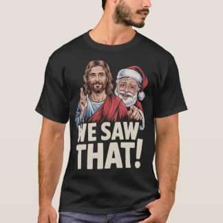 サンタクロースとイエスの面白いクリスチャンメメ女子ギ Tシャツ