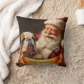 サンタクロースとイギリスのブルドッグ クッション (ブランケット)