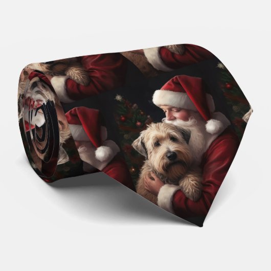 サンタクロースとウィートンテリアのクリスマス ネクタイ (ロール)