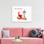 サンタクロースとウサギキツネとリス キャンバスプリント (インサイチュ (リビング))