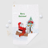 サンタクロースとウサギキツネとリス ゴルフタオル (インサイチュ)