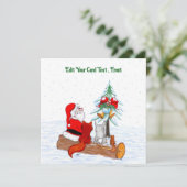 サンタクロースとウサギキツネとリス サンキューカード (スタンド正面)