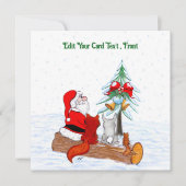 サンタクロースとウサギキツネとリス サンキューカード (正面)