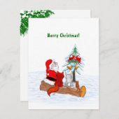 サンタクロースとウサギキツネとリス サンキューカード (正面/裏面)