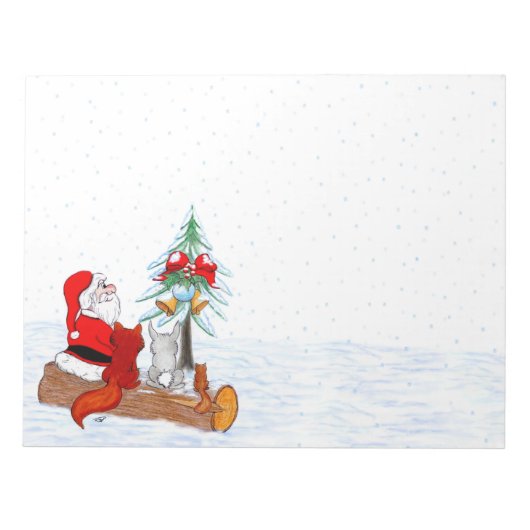 サンタクロースとウサギキツネとリス ノートパッド (正面)