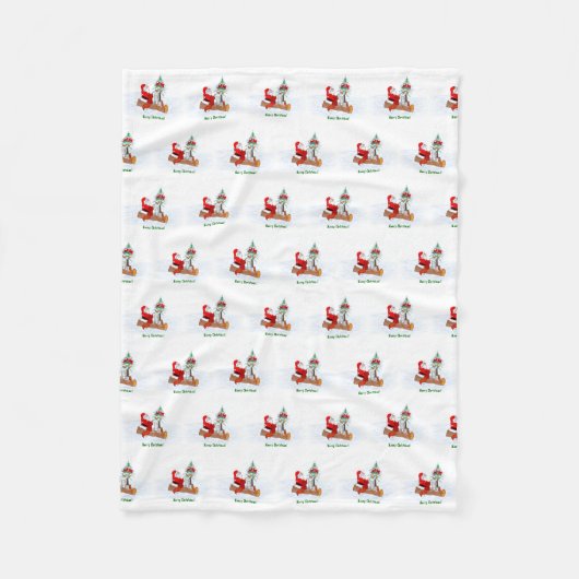 サンタクロースとウサギキツネとリス フリースブランケット (正面)