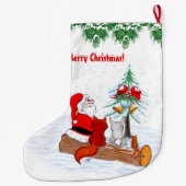 サンタクロースとウサギキツネとリス ラージクリスマスストッキング (裏面)