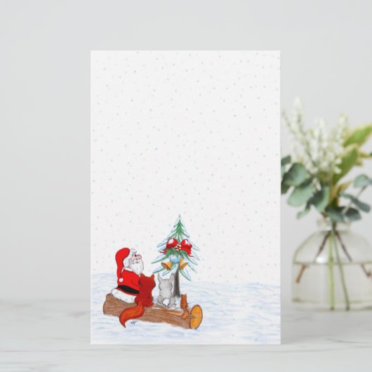 サンタクロースとウサギキツネとリス 便箋 (スタンド正面)