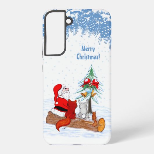 サンタクロースとウサギキツネとリス SAMSUNG GALAXYケース (裏面)