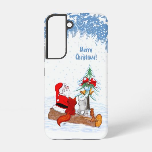 サンタクロースとウサギキツネとリス SAMSUNG GALAXYケース (裏面)
