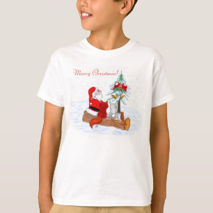 サンタクロースとウサギキツネとリス Tシャツ