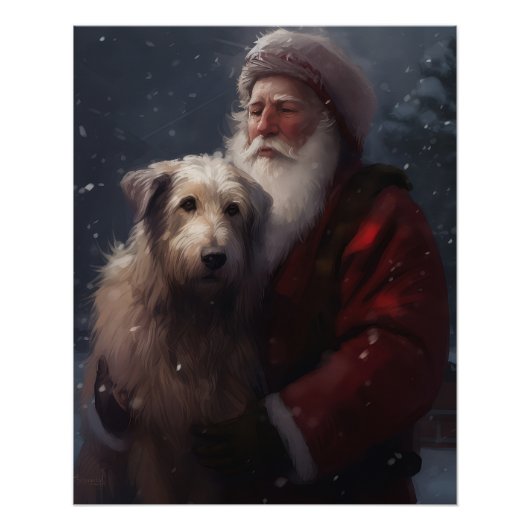 サンタクロースとウルフハウンドのクリスマスデザイン ポスター (正面)