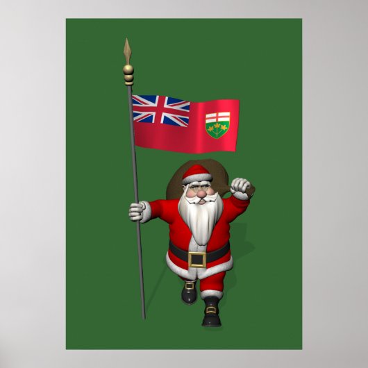 サンタクロースとオンタリオCdn国旗 ポスター (正面)