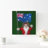 サンタクロースとオーストラリアの看板 スクエア壁時計 (ホーム)