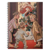 サンタクロースとキスするママのヴィンテージイラスト ノートブック (正面)
