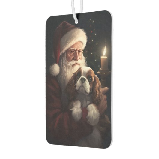 サンタクロースとキャバリエールキングフェスティバルクリスマス カーエアーフレッシュナー (左)