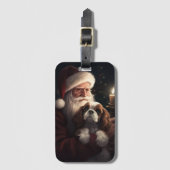 サンタクロースとキャバリエールキングフェスティバルクリスマス ラゲッジタグ (正面縦)