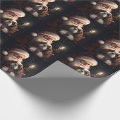 サンタクロースとキャバリエールキングフェスティバルクリスマス ラッピングペーパー (角)