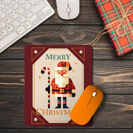 サンタクロースとキャンディケインのクリスマスカード マウスパッド