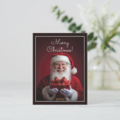 サンタクロースとギフトのクリスマスデザイン ポストカード (スタンド正面)