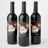 サンタクロースとギフトカスタムクリスマス ワインラベル (ボトル)