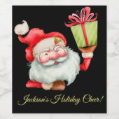 サンタクロースとギフトカスタムクリスマス ワインラベル (シングルラベル)