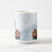 サンタクロースとギフトメリークリスマスホリデー コーヒーマグカップ (中央)