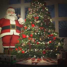 サンタクロースとクッキーのクリスマス ブラッシュドポリエステルツリースカート