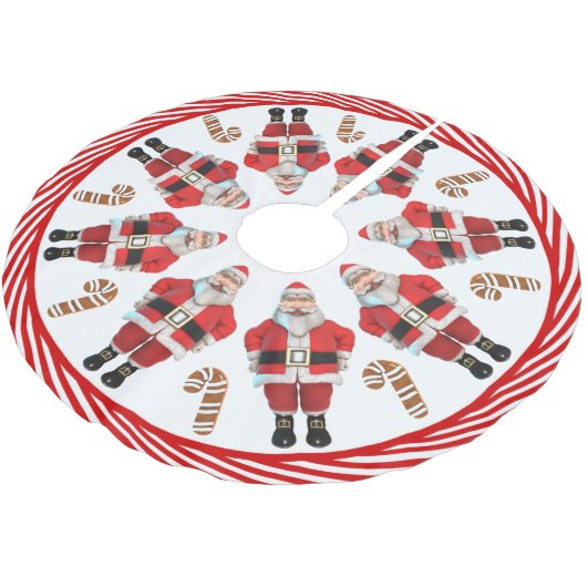 サンタクロースとクッキーのクリスマス ブラッシュドポリエステルツリースカート (アングル)