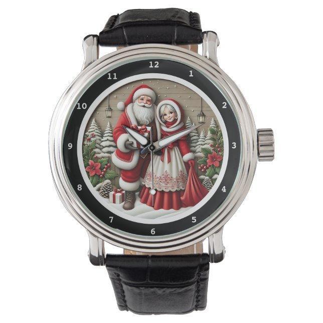 サンタクロースとクラウスの奥様のクリスマスシーン 腕時計 (正面)
