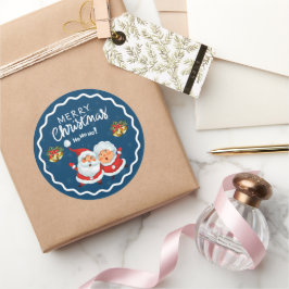 サンタクロースとクラウス夫人 – かわいいクリスマスデザイン ラウンドシール