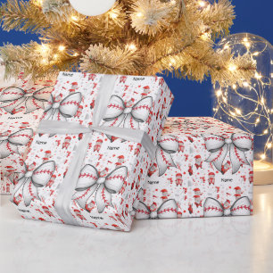 サンタクロースとクリスマスのための野球 ラッピングペーパー