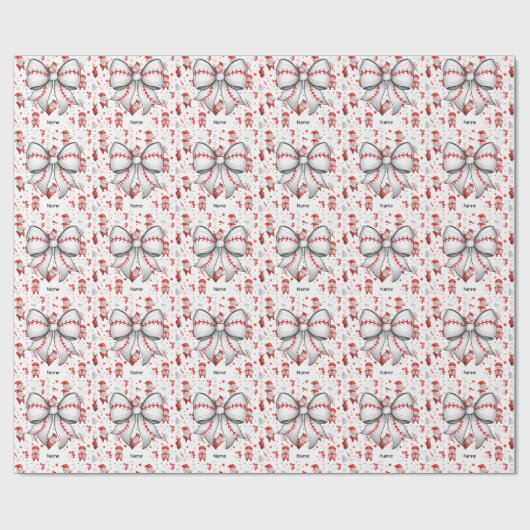 サンタクロースとクリスマスのための野球 ラッピングペーパー (フラット)