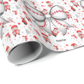 サンタクロースとクリスマスのための野球 ラッピングペーパー (ロールコーナー)