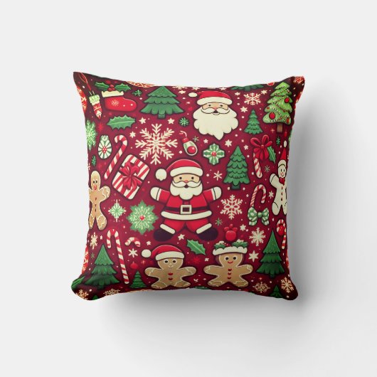サンタクロースとクリスマスの装飾 クッション (正面)