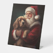 サンタクロースとクリスマスをお祝いするコッカー・スパニエル 台座サイン (正面)