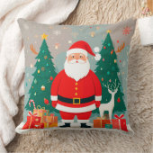 サンタクロースとクリスマスツリーとギフト クッション (ブランケット)