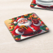 サンタクロースとクリスマスツリーとギフト コースター (左側)