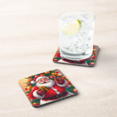 サンタクロースとクリスマスツリーとギフト コースター (右側)