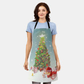 サンタクロースとクリスマスツリー エプロン (着用した状態)