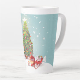 サンタクロースとクリスマスツリー カフェラテマグ