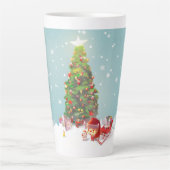 サンタクロースとクリスマスツリー カフェラテマグ (正面)